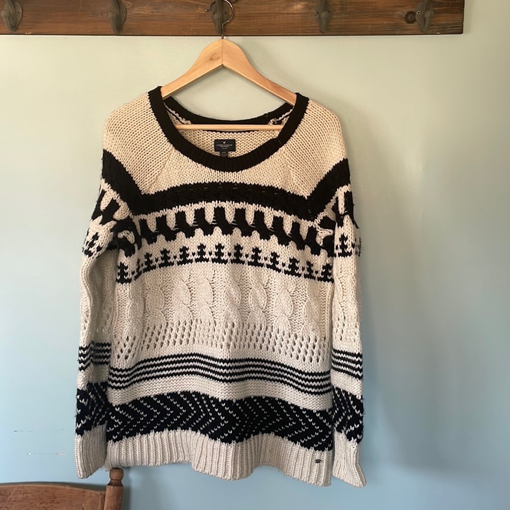 Vintage American Eagle Fair Isle wool Grandpa Core sweater, size medium